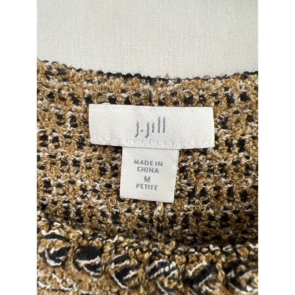 J. Jill Shift Dress Womens Medium Petite Brown Tweed Sleeveless Pockets 19161